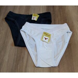 Vintage Hi-Cut Nylon Stretch Panty Panties Danila Sz Large Black White Lot of 2